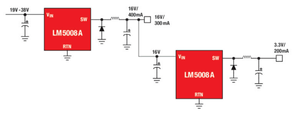 Figure 5. Two cascaded stages using a high voltage IC utilises identical building blocks.